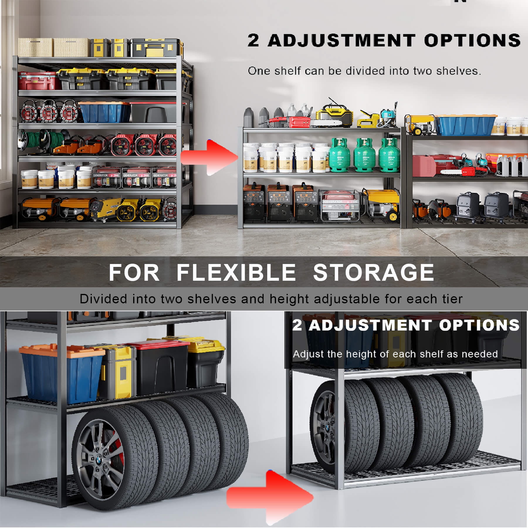 PMKES 65" W Garage Shelving 6 Tier Heavy Duty Storage Shelves 3500LBS Adjustable Metal Shelving Unit for Storage Rack 65" W x 24" D x 84" H