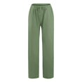 thumbnail image 3 of Women's Linen High Waisted Straight Pants Casual Flowy Wide Leg Drawstring Trousers with Pockets, 3 of 5