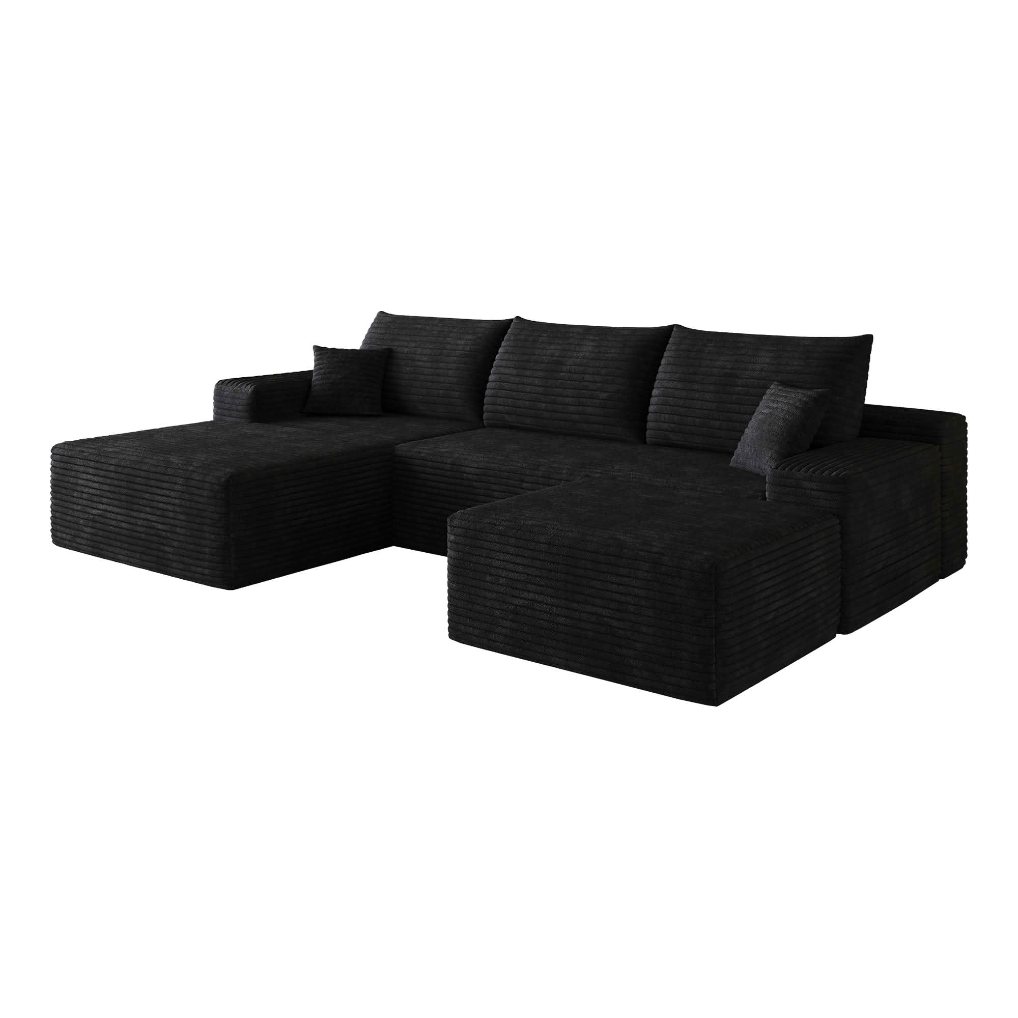 MAYEERTY 107 Inch L‑Shape Cloud Sectional Couch with Chaise, Modern Modular Deep‑Seat Sofa, Plush Corduroy Upholstered Couch, No Assembly Required for Living Room Bedroom Apartment
