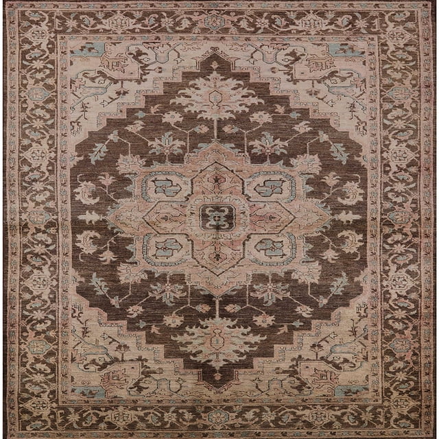 Ahgly Company Machine Washable Indoor Square Industrial Modern Light Copper Gold Area Rugs, 3' Square