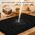 Chenille Bathroom Rugs 60x24 Absorbent Soft Non Slip Black - Walmart.com
