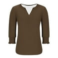 thumbnail image 6 of Gmluru Womens Blouses Casual Printed 3/4 Length Sleeve Smocked Cuffs Plus Size Basic Tops Coffee S-2XL, 6 of 8