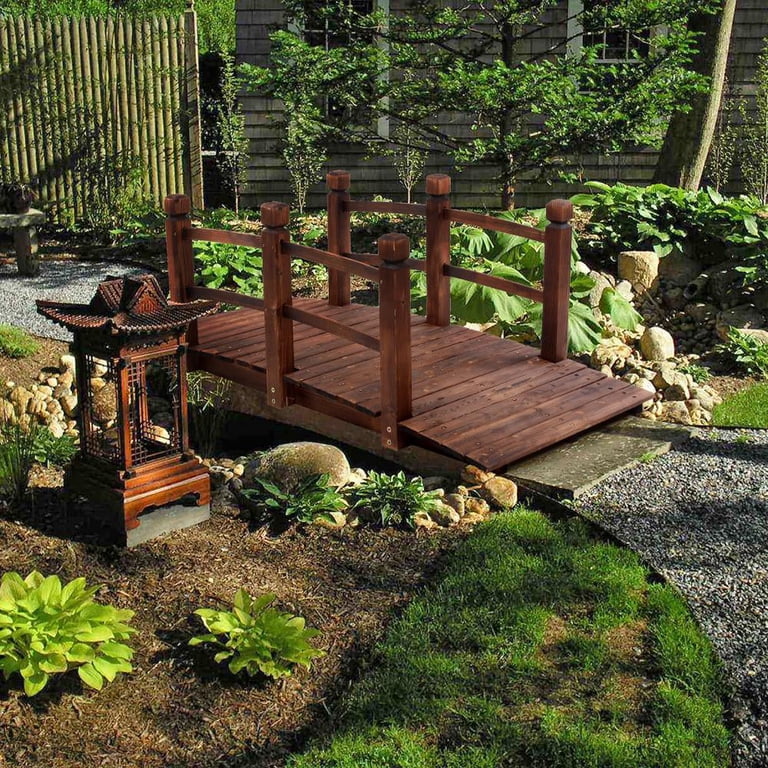 Ktaxon 5ft Wooden Archway Garden Bridge, Outdoor Backyard Patio