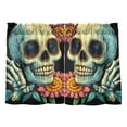 thumbnail image 6 of joogoo Funny Skeleton and Flowers Curtains Sets Half Window Cafe Farmhouse Tier 2 Panels Short Curtain Rod Pocket 27"W x 24"L, 6 of 7