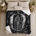 thumbnail image 5 of Moon Goddess inside Crescent with Moths, Gothic Celestial Style for Witchy Art Lovers, Black Line Scene and Halloween Gift, Cozy Flannel Blanket for Bedroom, Home Decor, 5 of 9
