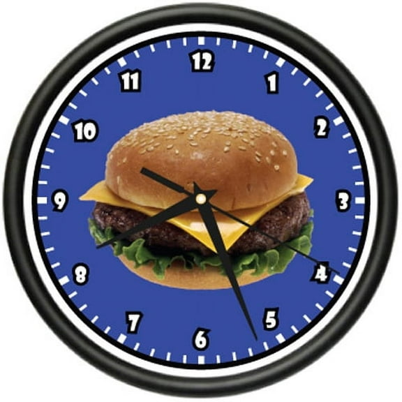 BURGER Wall Clock diner restaurant hamburger chee