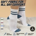 thumbnail image 5 of Forever Bambe Retro Mini Crew Socks for Women, Soft Terrycloth Cushioned Bottom Striped Socks, Athletic Quarter Calf Gym Socks (4-Pack) Dusty Blue/Rose/Charcoal, 5 of 7
