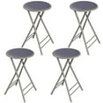 thumbnail image 2 of Lavish Home Counter-Height Bar Stools - Set of 4 Heavy-Duty 24-Inch Backless Folding Chairs with 225 LBS Capacity for Kitchen or Rec Room (Gray), 2 of 4