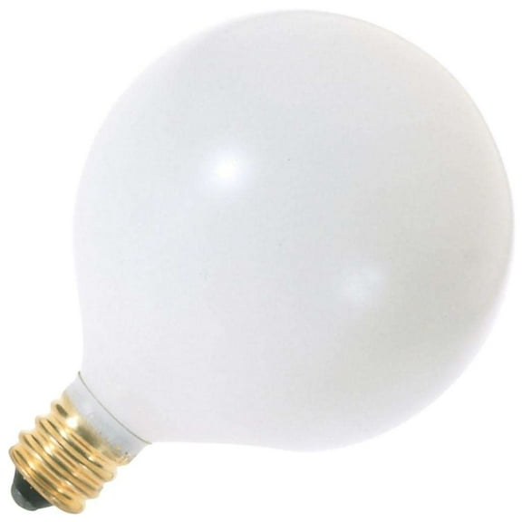 Satco S3824 - 15 watt G16 1/2 Incandescent; Satin White; 1500 average rated hours; 94 lumens; Candelabra base; 120 volts