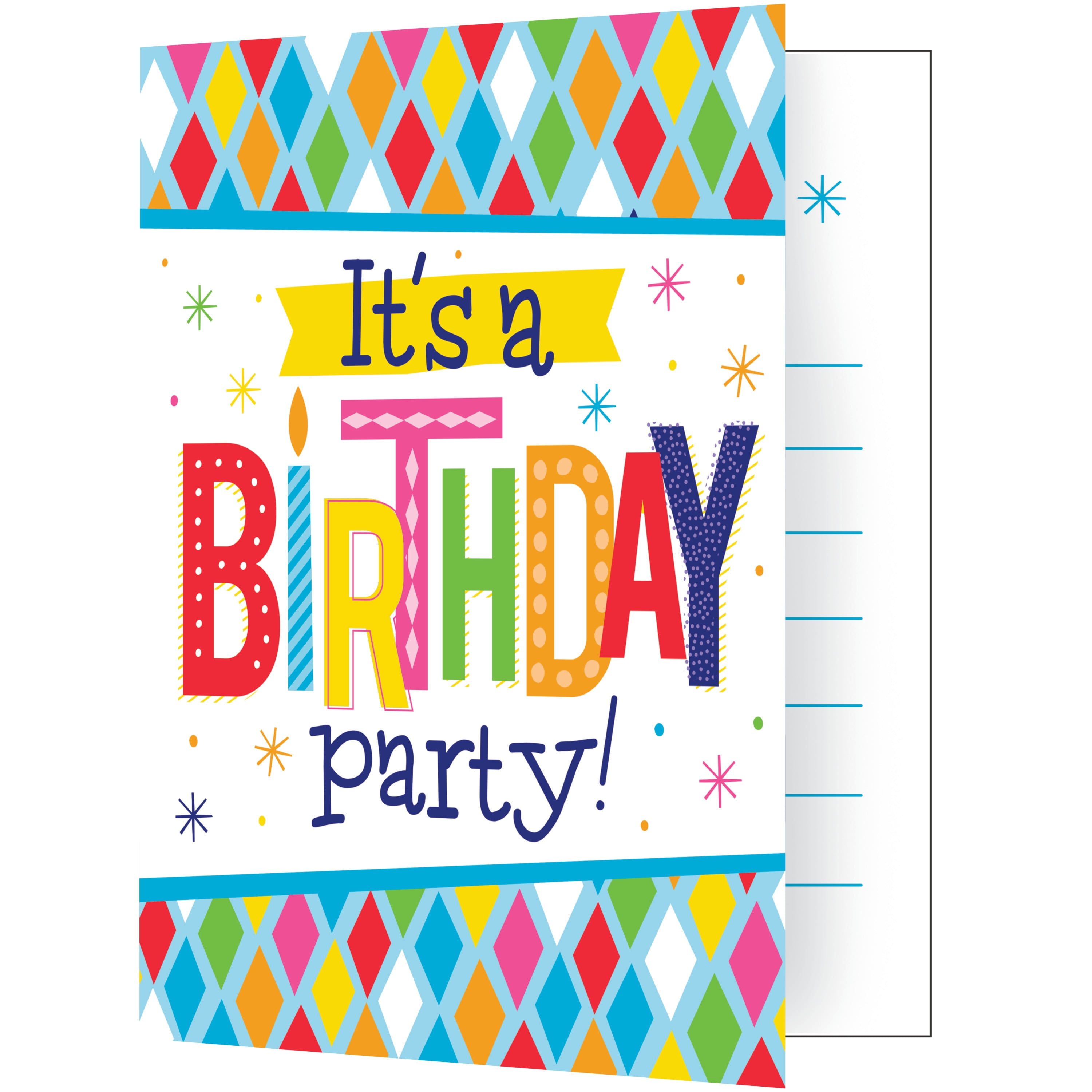 Bright Birthday Invitations, 24 Count