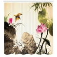 thumbnail image 3 of Ambesonne Art Shower Curtain, Bird Jumping into Lotus, 69"Wx75"L, Cream Taupe Hot Pink, 3 of 3