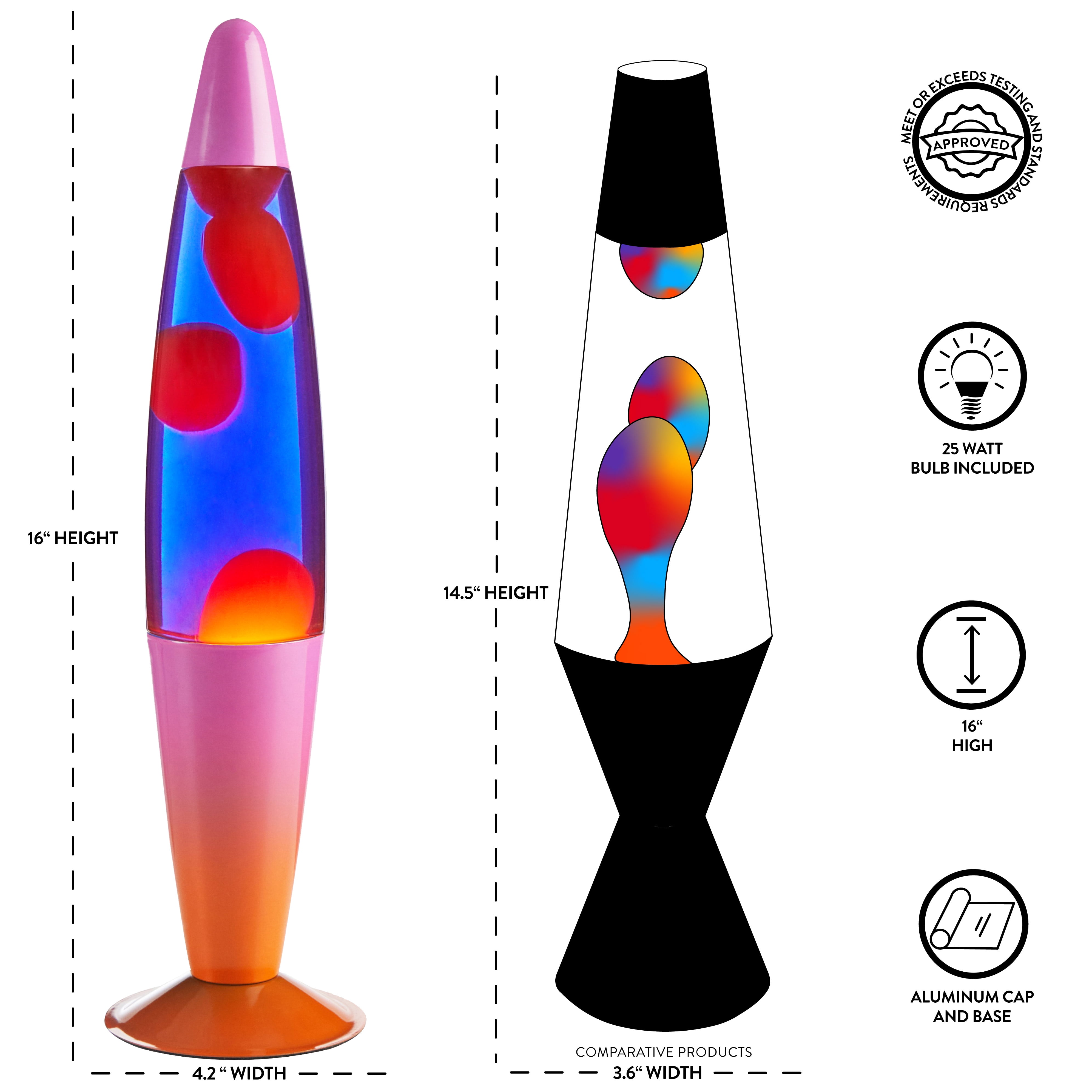 Urban Shop 16" Ombre Sunset Lava Motion Volcano Lamp, Orange Wax in Purple Liquid, Metal Base