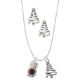 thumbnail image 1 of Delight Jewelry Silvertone 3-D Brown & AB Crystal Owl Silver tone Zig Zag Christmas Tree Charm Necklace and Stud Earrings, 1 of 4