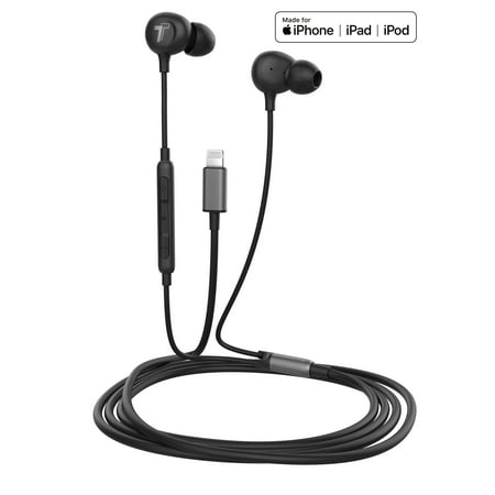 Thore iPhone Earbuds (Apple MFi Certified) Lightning In Ear Earphones (V60) Wired Headphones with Microphone/Remote for iPhone 13/12/11/Pro Max/XR/Xs Max/7/8 Plus (Black)