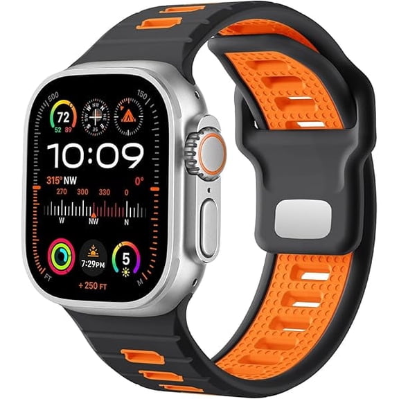 Sport Band Compatible with Apple Watch Ultra 2 3/Ultra Band,Compatible with Apple Watch Bands for Men 49mm 46mm 45mm 44mm 42mm,Waterproof Silicone Strap for iWatch Bands All Series SE 11 10 9-1