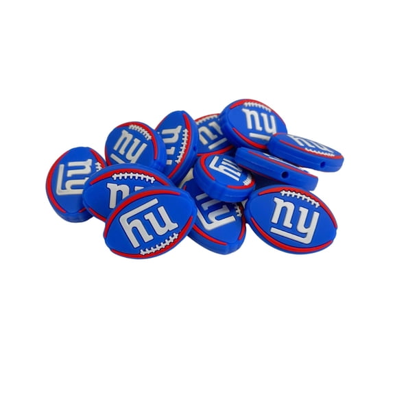 New York Focal Bead Sports Football Shaped 12pk 1.17 for Bulk Keychains Silicone Charm Giant Beadable Pens Freshie Hangers Logo Game Day Blue