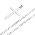 thumbnail image 3 of Men's Silver Cross Pendant & Figaro Chain Stainless Steel Necklace Set, 3 of 6