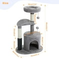 thumbnail image 3 of Pefilos 32.7" Cat Tree Tower for Indoor with Self Groomer Brush, Sisal Scratching Post, Dangling Ball for Small, Medium Cats, Gray, 3 of 10
