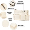 thumbnail image 4 of Canvas Messenger Bag Hobo Shoulder Bag Crossbody Bag with Multiple Pockets Large Tote Bag Handbag for Teen Women Men, 4 of 9