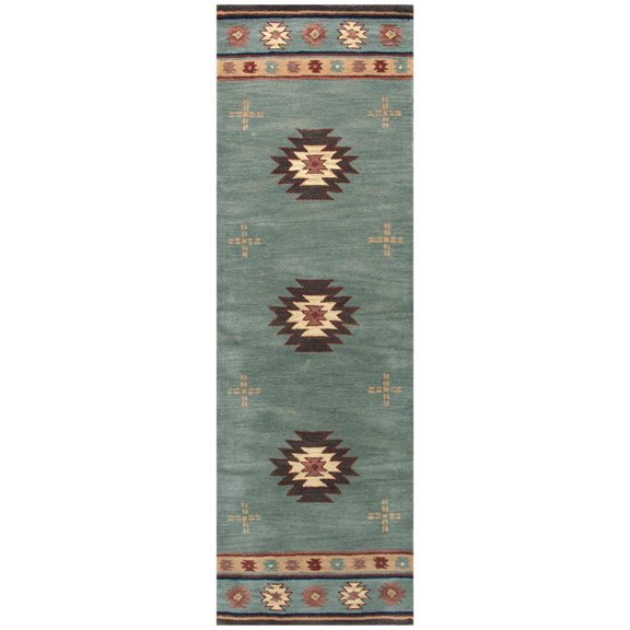 Alora Decor Ryder 2'6" x 10' Tribal Gray Blue/Rust/Burgundy/Tan/Khaki Rug