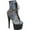 Silver Holo Snake/Black Matte Synthetic, variant on Women's Pleaser Adore 1020SP Platform Mid Calf Boot