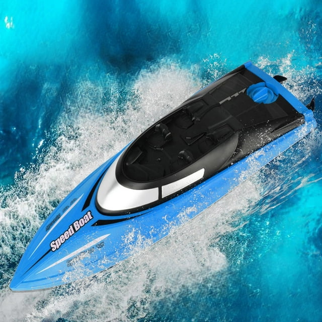 Riforla 2.4G Remote Control Boat Mini Speedboat Toy for Kids High Speed Double Propeller Durable Indoor Outdoor Play Remote Control Shop Blue