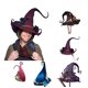 thumbnail image 1 of Sombreros de bruja de fieltro para fiesta de Halloween, gorra para disfraz de evento de Pascua, Cosplay, 1 of 4
