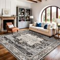 thumbnail image 2 of General Washable 8x8 Square Rug - Large Rugs for Living Room Stain Resistant Carpet Soft Rugs for Married Woman in Bedroom Kitchen with Non Slip Backing Home Decor Floor 8x8 Black, 2 of 16