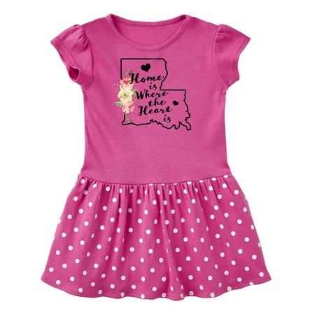 

Inktastic Louisiana Home is Where the Heart is with Watercolor Floral Gift Toddler Girl Dress