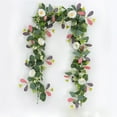 thumbnail image 5 of Luxcidy Artificial Eucalyptus Garland with Flowers, Fake Rose Flower Garland, Floral Vines Roses Eucalyptus Vine for Party Wedding Decor (Red), 5 of 6