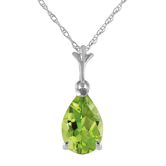 Galaxy Gold GG 14K White Gold Peridot Pendant Necklace - August Birthstone - Warmth & Prosperity - 16" to 24" - Fine Jewelry for Women