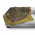 thumbnail image 3 of Tribal Soft Flannel Fleece Throw Blanket, Chaotic Design Image with Symbolic Items in Medallion Shape Ornate Print, Cozy Plush for Indoor and Outdoor Use, 50" x 60", Multicolor, by Ambesonne, 3 of 6