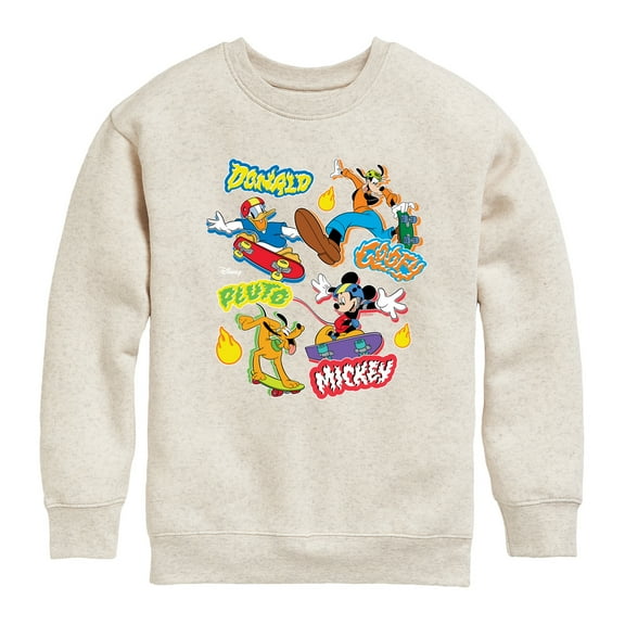 Disney - Mickey Mouse & Friends Skater Crew - Youth Crewneck Fleece Sweatshirt