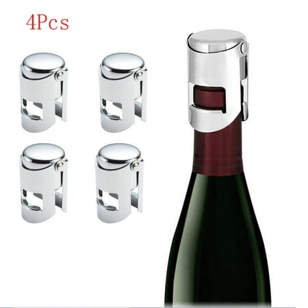 

MRULIC Kitchen supplies 4Pcs Stainless Steel Champagne Stopper Sparkling Wine Bottle Plug Sealer + As shown
