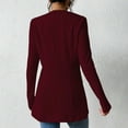 thumbnail image 5 of Kilaqueen Solid Color Collarless Blazers for Women Dressy Casual Long Sleeve One Button Jacket Slim Fitness Blazer Stretchy Waffle Lightweight Cardigan, 5 of 5