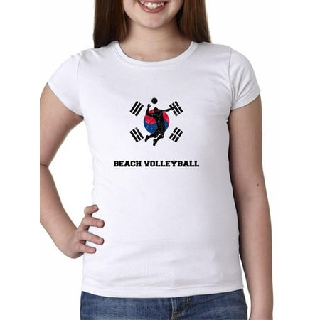 South Korea  Olympic - Beach Volleyball - Flag - Silhouette Girl's Cotton Youth