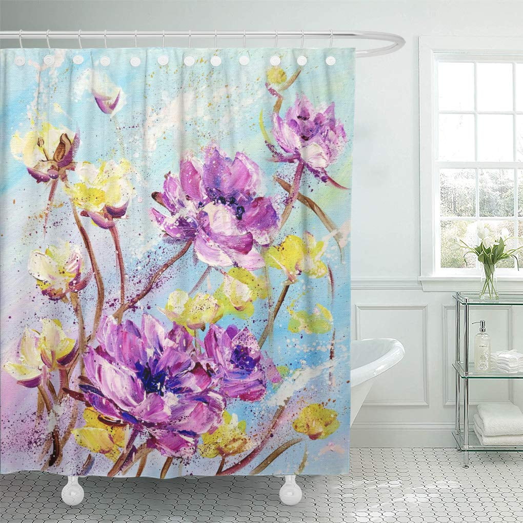 KSADK Colorful Hand Modern Purple and Yellow Flowers Spring Seasonal