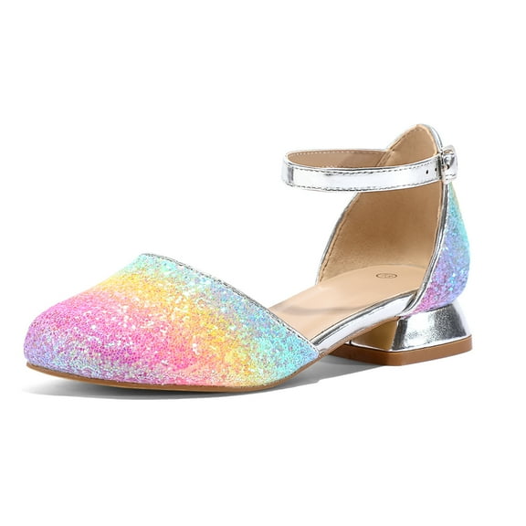 Kushyshoo Colorful Girls Dress Shoes Mary Jane 1 inch Low Heel Pumps Wedding Party Princess Kids Shoes 1M