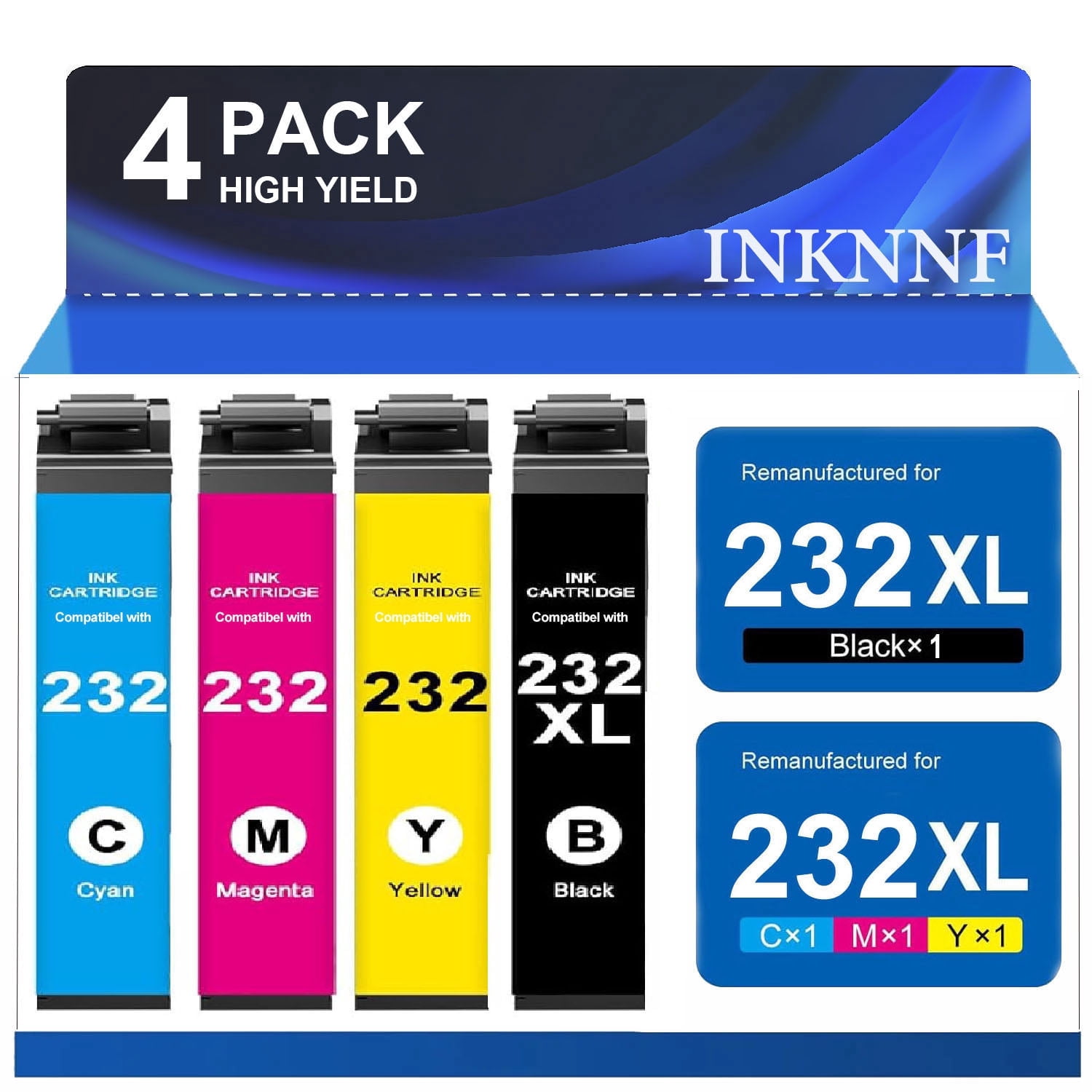 DHECINK 4-Pack 232XL Ink Cartridges for Epson XP-4200, XP-4205, WF