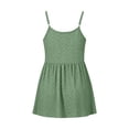thumbnail image 4 of Craaazy Womens Solid Color Spaghetti Strap Tank Tops Casual Summer Scoop Neck Blouse with Eyelet Detail Ruffled Hem Trendy Tees for Daily Wear, Summer Beach, 4 of 5