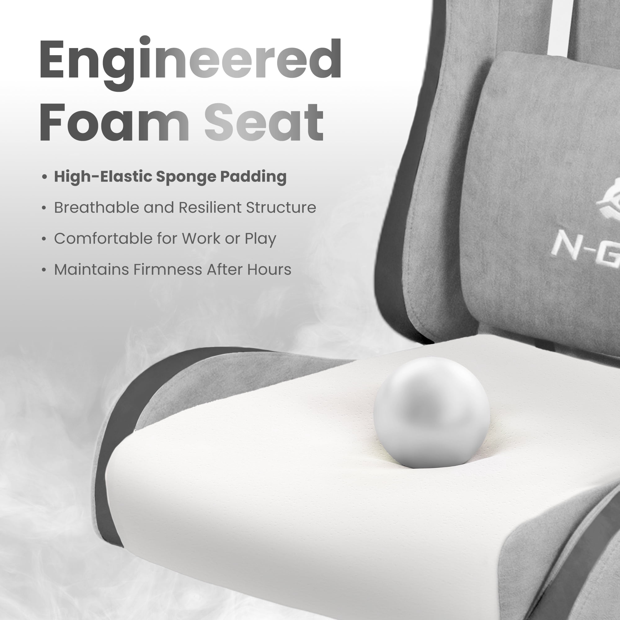 CELTOSS Adult Fabric Gaming Chair with Footrest and Lumbar Pillow, Gray