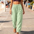thumbnail image 5 of CHGBMOK Womens Cotton Linen Pants Baggy Boho Casual Palazzo Pants Wide Leg Long Lounge Trousers with Pockets, 5 of 6