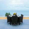 thumbnail image 2 of Safavieh Jolin 7-Piece Outdoor Dining Set, Black Wicker with White Cushions, Tempered Glass Top, 2 of 5