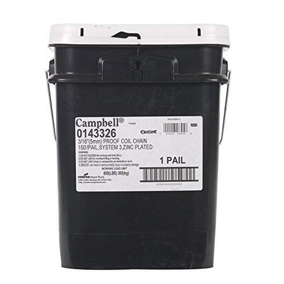 Campbell Chain 3/16 in. Oval Link Carbon Steel Proof Coil Chain 3/16 in. Dia. x 150 ft. L - Total Qty: 1