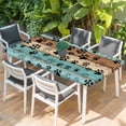 thumbnail image 2 of Aqua Brown Table Cloths for 4 Foot Rectangle Tables, Rustic Farmhouse Dog Paw Vintage Patio Waterproof Elastic Fitted Tablecloths, Washable Rectangular Table Cover for Camping, 2 of 8