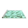 thumbnail image 2 of Ahgly Company Machine Washable Indoor Round Abstract Turquoise Blue Modern Area Rugs, 5' Round, 2 of 4
