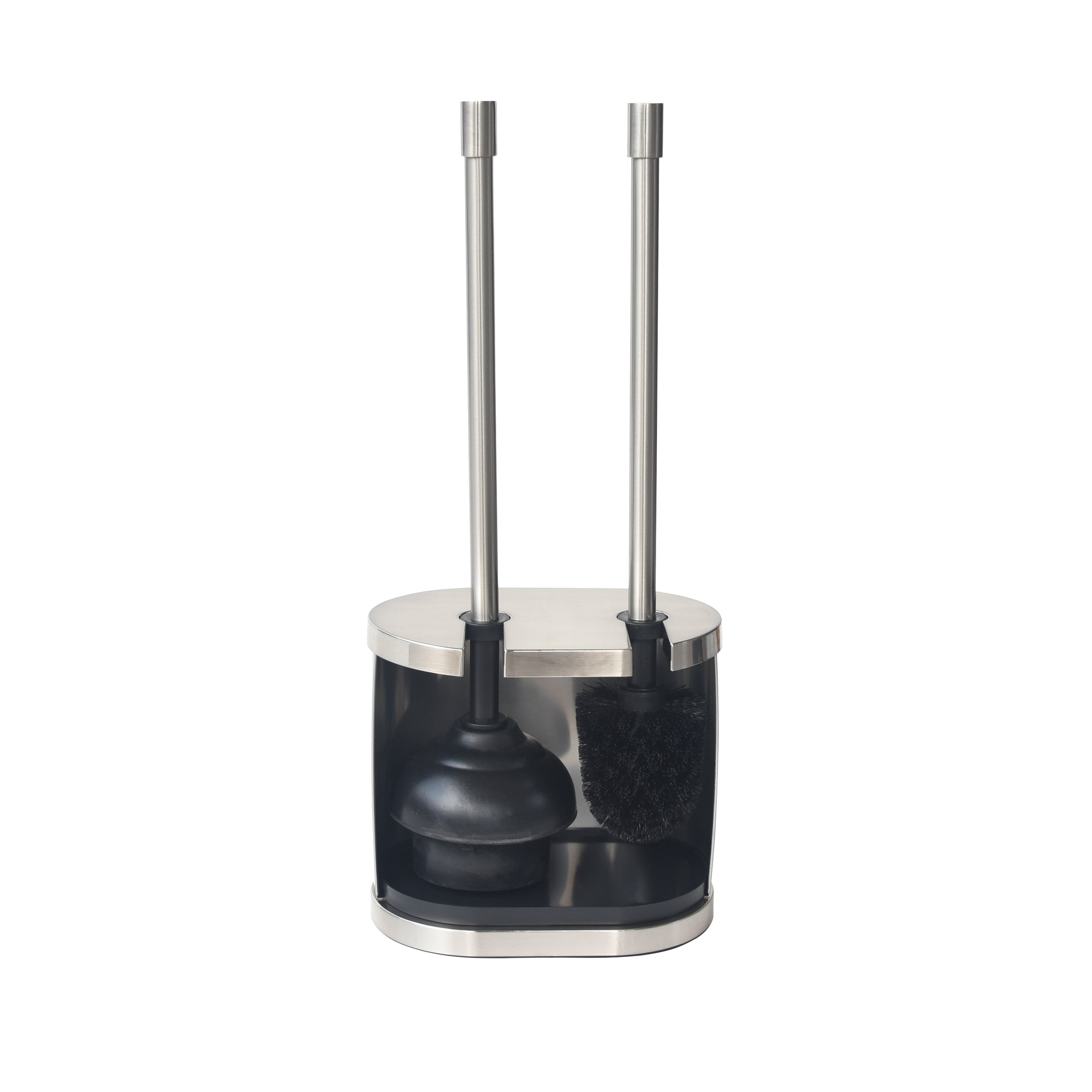 Better Homes & Gardens Metal Toilet Bowl Brush and Plunger Set, Brushed Nickel, Bowl Brush, Plunger and Holder