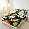 thumbnail image 4 of Feelyou Cartoon Football Print Twin Sheet Sets, Rugby Soccer Lover Twin Fitted Sheet, Teens Kids Boys Girls Flat Sheet, Luxury Bedroom Decor, 3-Piece, 4 of 7