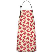 Red Butterfly Red Silhouette Pattern Apron-Garden Aprons for Women with Pockets-Cotton Linen Waterproof Kitchen Cooking Gardening Aprons Adjustable for Kitchen,Cooking,BBQ and Salon 33x27 Inch