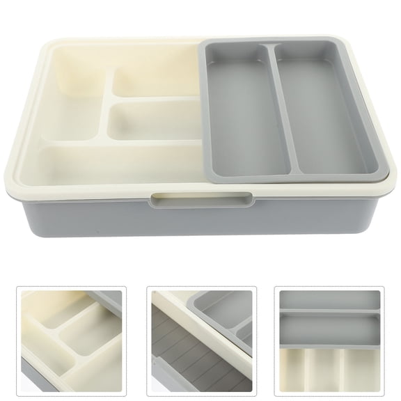 SEWOART 1Set Stackable Plastic Cutlery Storage Box Multi Grid Utensil Organizer for Home
